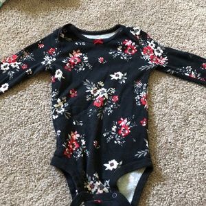 12mo long sleeved black floral onesie